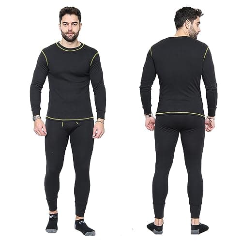 Heatwave Pro Work Mens Thermal Set Baselayer Long Sleeve Top & Long Johns Pants Sets Warm Underwear Trousers S M L XL XXL Winter Thermals, Medium Black — view 4