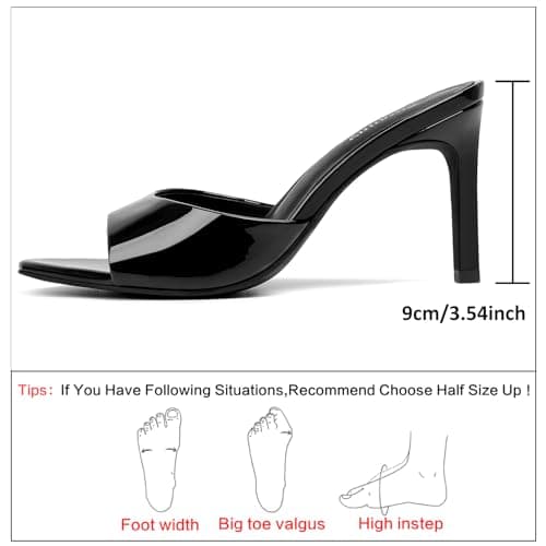 Susanny Women's Sandals Heels Mule High Heels Pointed Open Toe Sandals Sexy Slip on Heeled Summer Casual Wedding Prom Party Comfortable Dressy Shoes, Black, 9 UK — view 4