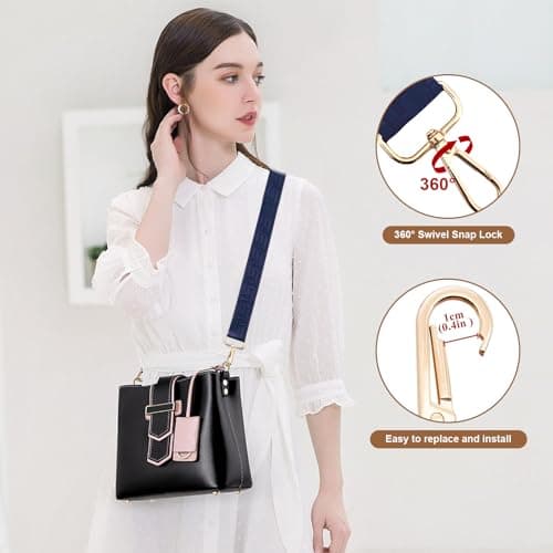 Long Keeper Wide Bag Strap - Adjustable Replacement Shoulder Strap Handbag Shoulder Bag Strap Guitar Style Cross Body Strap for Purse Shoulder Bag Long Bag (Pure Navy Blue) — view 3