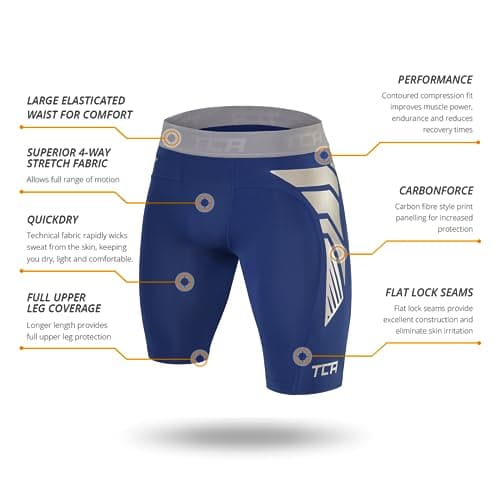 TCA Men's CarbonForce Pro Compression Base Layer Shorts Thermal Under Gear - White, L — view 4