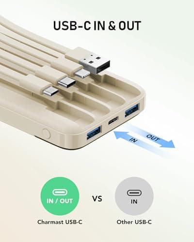 Charmast Portable Charger, 10000mAh Power Bank with Built in 4 Cables — view 3
