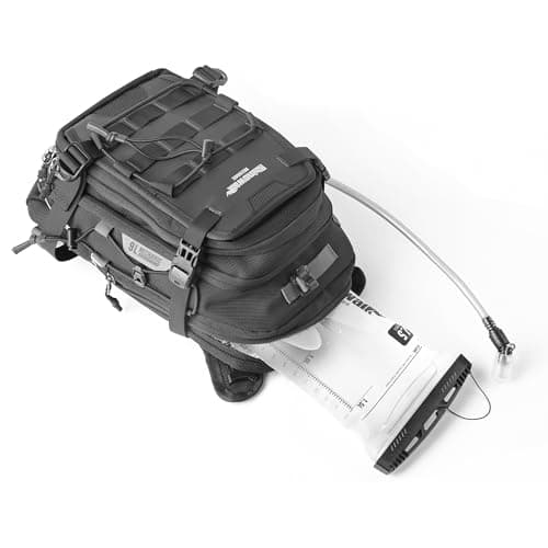Rhinowalk Motorcycle Travel Luggage Tank Bag Motorcycle Backpack with 1.5L Water Bladder MOLLE System Fits Honda Yamaha Suzuki Kawasaki Harley-Black — view 2