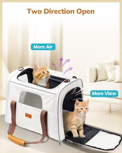 Morpilot Cat Carrier - Airline Approved, Top Opening Portable Dog Bag with Breathable Mesh/Removable Mat, Adjustable Shoulder Strap & Bowl, Foldable Travel Cage, L, Beige (Max 9kg) — view 6