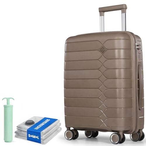 H.yeed Cabin Suitcase 55x40x20cm Cabin Luggage 20 inch Hard Shell Suitcase PP Lightweight Carry On Luggage with Spinner Wheels Approved for Ryanair EasyJet (Champagne Gold, 20 inch)