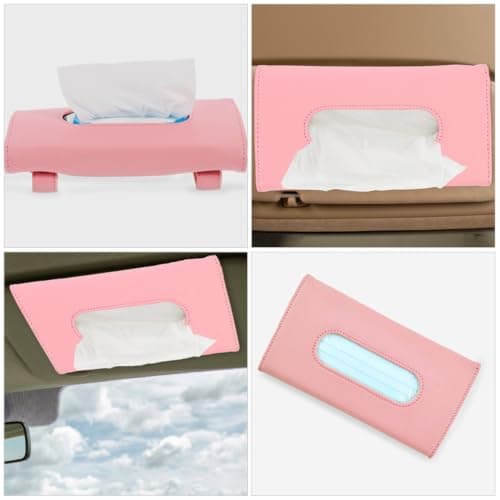 2pcs Car Visor Tissue Holder Refillable PU Hanging Case for Tissue — view 3