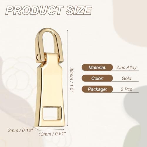 sourcing map 2Pcs Zipper Pull Replacement, Detachable Metal Zipper Handle Mend Fixer Tab Repair for Luggage Suitcase Backpack Jacket Bags Boots Coat Handbags, Gold — view 2
