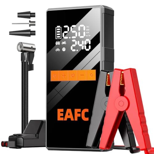 EAFC 4000A Car Jump Starter Power Pack with 150PSI Air Compressor, 12V Portable Car Battery Booster Jump Starter with Smart Jumper Cables, USB-C Fast Charging & LED Light