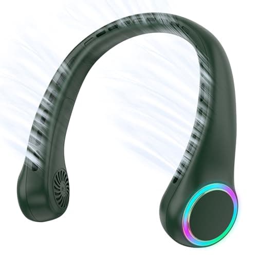 ITSHINY Bladeless Neck Fan, Portable Neck Fan, Cooling Hanging Neck Fan, 4000mAh Mini Cooling Fan, Personal Neck Fans Rechargeable with 3 Speeds LED Light for Women Man Home Office Travel Outdoor