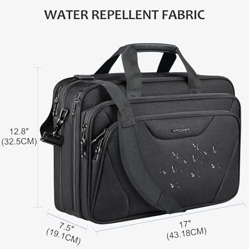KROSER Laptop Bag Fits 17.3 Inch Laptop, Water Resistant Laptop Briefcase for Men Women Shoulder Bag Computer Bag with RFID Pockets Laptop Case for Work Travel Business School, Black — view 4