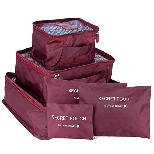 Storage Bag Storage Bags Travel Organizing Bags Suitcase Sorting Clothes for Luggage Organizer Space Saver Bags (Burgundy)