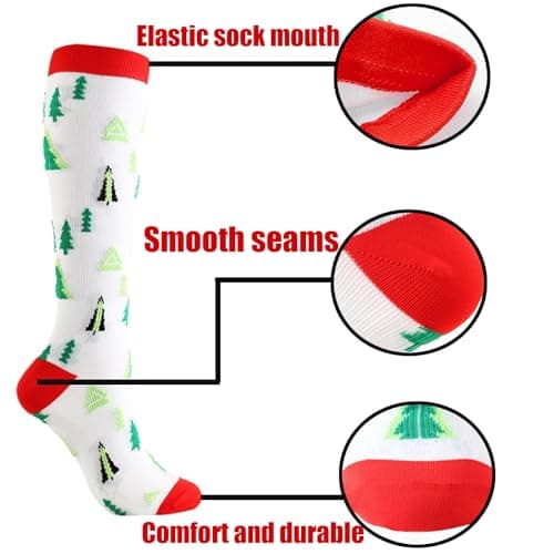 JK Home 2 Pairs Christmas Compression Socks for Women Men, Knee High — view 3