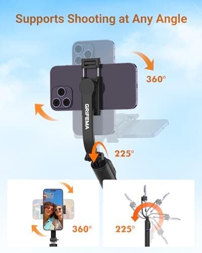 GRIFEMA Selfie Stick Tripod 107cm Extendable, 360 Rotating Mount — view 3