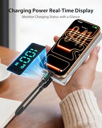 SOOPII 4-Pack 100W Short USB C to USB C Cable with LED Display, 0.7Ft PD Fast Charging Nylon Braided Cord, Compatible with Phone,Tablet,Laptop,Ideal for Charging Station and Power Bank(Black) — view 3