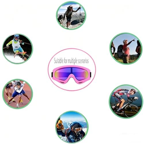 JIfengan Ski Goggles Snowboard Goggles - UV Adjustable Riding Offroad Protective Goggles, Cycling Motorcycle ATV Glasses For Youth Men Women Kids (Pink) — view 5