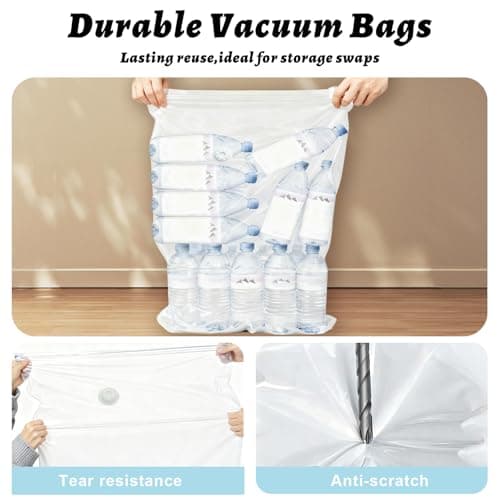 2 Pack Large Vacuum Storage Bags, 100 x 80 cm Vacuum Bags for Travel, White — view 5