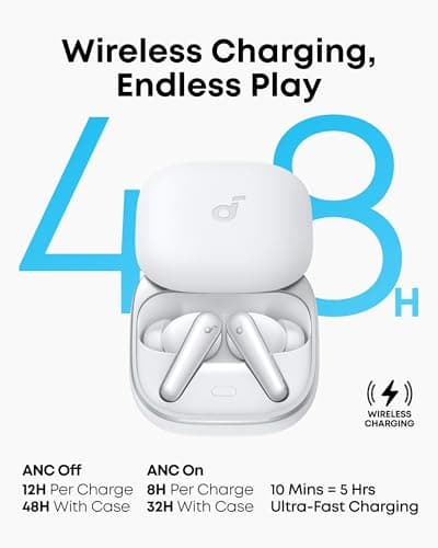 soundcore Liberty 5 by Anker, Noise-Cancelling Wireless Earbuds, 2x Stronger Voice Reduction, Real-Time Adaptive Noise Cancellation,Fast Charging,Dolby Audio, 6 Mic AI Calls (Cloud White) — view 6