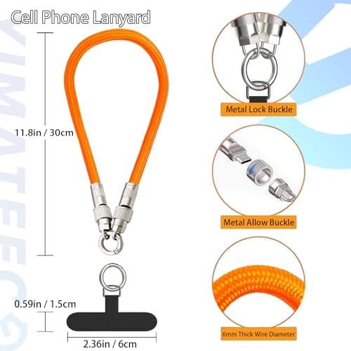 YIMATEECO Cell Phone Lanyard Built-in USB C to USB C Charging Cable, 2 in 1 Phone Wrist Strap Support 65W Fast Charging & Data Transfer, Anti Theft Strap for Travel/Commuting (BFF Matching Set, 2Pcs) — view 2