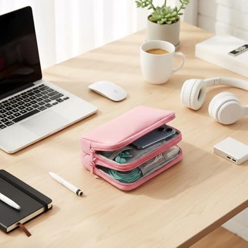 Hopzab Double Layered Digital Storage Bag, Electronics Accessories Organiser Bag,Travel Cable Organiser, Portable Electronics Accessories Organizeres, Small Gadget Cable Bag Pouch(Pink) — view 5