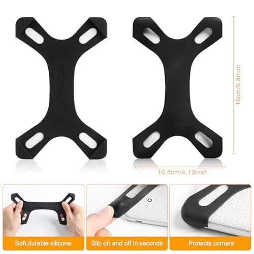 VOVIPO Universal Hand Strap for 6.8" 7" eReaders-High Elasticity Lightweight Finger Grip Silicone Case Compatible with Paperwhite/Kobo/Pocketbook/Tolino/Sony eReaders,Pack of 2pcs,Holder for ebook-BK — view 6