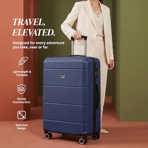 LUGG 28 Inch Jetset Suitcase Hard Shell Case 4 Wheel Travel bag Lightweight ABS Material with TSA Lock Approved for Travel with easyJet, British Airways, RyanAir, Virgin Atlantic, Emirates(75x49x29cm) — view 2
