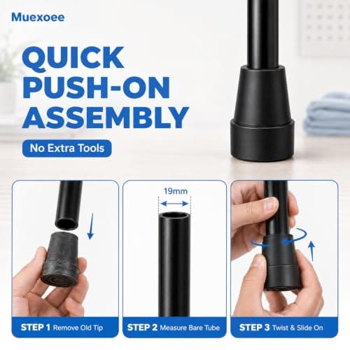 4 Pack 19mm Black Rubber Ferrules - End Caps Fits Walking Cane Sticks — view 5