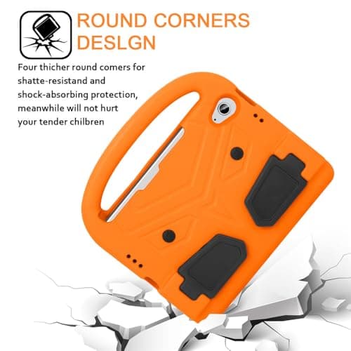 vsedkxis Kids Case for iPad mini 7 (A17 Pro) 2024 / Mini 6 8.3'' for Girl Boys,Shockproof Light Weight EVA Rugged Cover Heavy Duty Protective Case with Handle Kickstand (Orange) — view 4