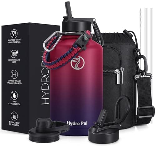 HydroPal Vacuum Insulated 1.9L Stainless Steel Water Bottle with Dual Lids