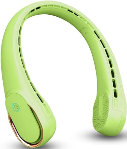 FrSara Neck Fan, Portable Personal Fan Strong Wind, 5200mAh, Air Volume,360° Cooling, No Hair Twisting, Air Volume On 2 Sides, Non-Slip, Quick Charge, Long Use Time, Gift for Dad, Women (Green)