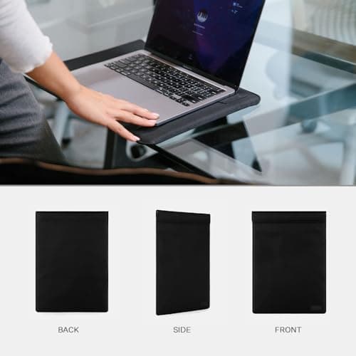 SLNT Weatherproof Nylon Faraday Bag with Silent Pocket - Signal Blocking Device Vertical Sleeve for 13" Laptops & Tablets - Blocks RFID, WiFi, Bluetooth, NFC, Cellular, GPS, EMF (Black Nylon, 13 in) — view 2