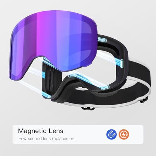 EasYoung Kid Ski Goggles, Snowboard Goggles for Boys Girls Junior, Skiing Goggles with Magnetic Replacement Lens, UV Protection, Anti-fog, Helmet Compatible for Skiing — view 3