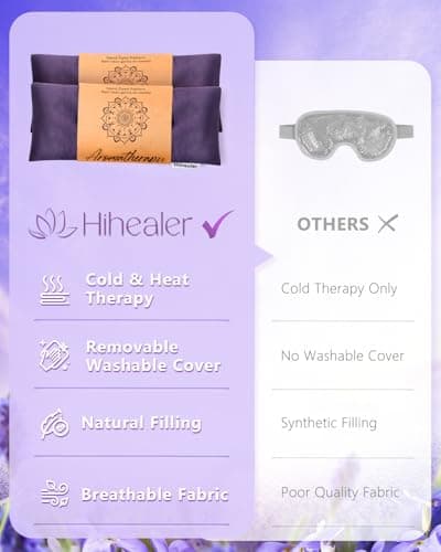 Hihealer Eye Pillow Yoga Meditation Accessories Lavender Aromatherapy Weighted Eye Mask for Sleeping, Yoga, Meditation, Self Care Relaxation Xmas Gifts for Women Mom (Purple * 2) — view 2