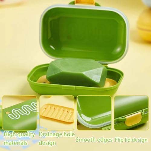 2PCS Travel Soap Case,Travel Soap Leakproof,Soaps Holder,Waterproof and Moisture-proof,Portable Soa-p Box,Flip Top Soa-p Holder,for Bathroom,Gym,Shower,Travelling(Yellow、Green） — view 2