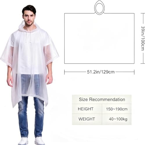 JITIFAZH Rain Poncho for Adults, 2‑Pack Reusable Waterproof Cape with Hood — view 2