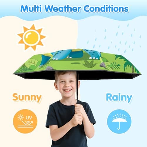 Dinosaur Kids Folding Umbrella, Windproof Automatic Travel Umbrella for Boy — view 2