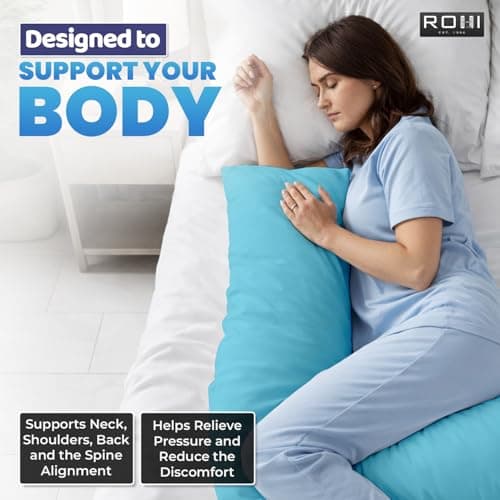 Rohi Orthopaedic V Pillow with Pillowcase – Anti Allergy Triangle pillows for Adults, Nursing, Maternity & Pregnancy – Extra Hollowfibre Cushioning to Supports Neck, Head & Back (Sky Blue) — view 5