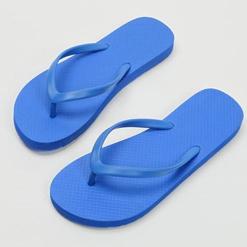 Jhebeks Blue Flip Flops Womens Uk Flat Lightweight Slim Sandals Non Slip Flip Flops Comfortable Summer Beach Walking Cushion Sandals Slip On Indoor Outdoor for Shower Bathroom Size 5.5 — view 3