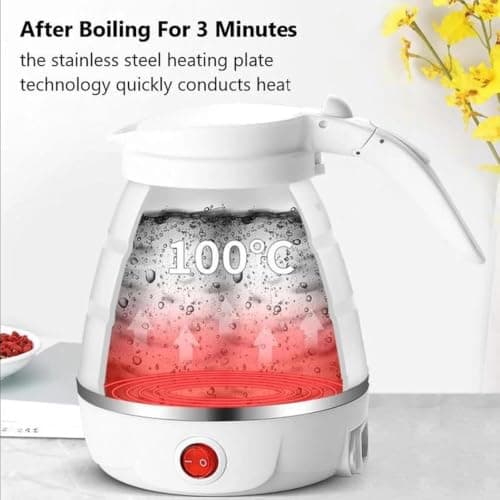 Collapsible Travel Kettle To Take On Holiday | Foldable Camping Kettle, Fast Boiling, Silicone Material | Compact Mini for Backpacking, Hotels, & Outdoors (White) — view 4