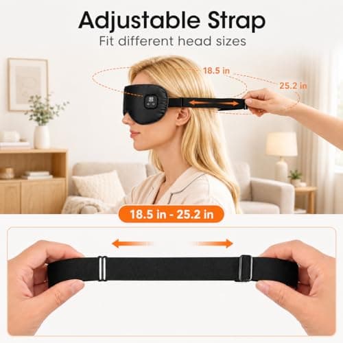 Cordless Silk Heated Eye Mask, Electric Warm Eye Compress with 4 Heat Levels 4 Time Settings, 1000mAh Rechargeable Heated Eye Pad with 2 Detachable & Washable Covers (Black, Navy Blue) — view 4