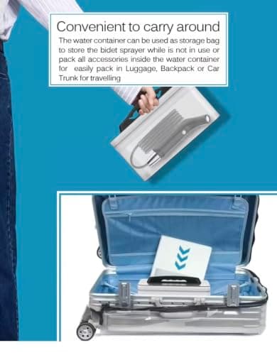 Safarex Portable Bidet Sprayer for Travel & Camping - Electric Handheld Bidet for Women & Men | Muslim Shower Shattaf | 2.3L Water Container Doubles as Travel Case | 2 Flow Rates | USB-C 800mAh — view 2