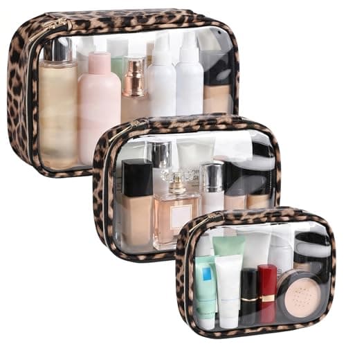 3 Pack Clear Toiletry Bag, Waterproof Travel Makeup Bags with Zipper