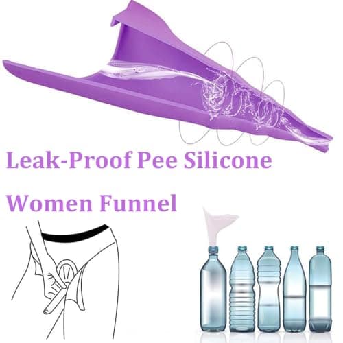 2Pack Female Urinal - Flexible, Reusable, Portable & Recyclable Rubber Female Urinal for Women Pee Funnel Allows Women to Pee Standing Up for Funnel, Outdoor, Activities, Camping - Purple — view 6