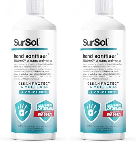 SurSol Alcohol- Hand Sanitiser Spray CLEAN+PROTECT it Kills 99.99 Bacteria Germs & Viruses 1Lit (Pack of 2)