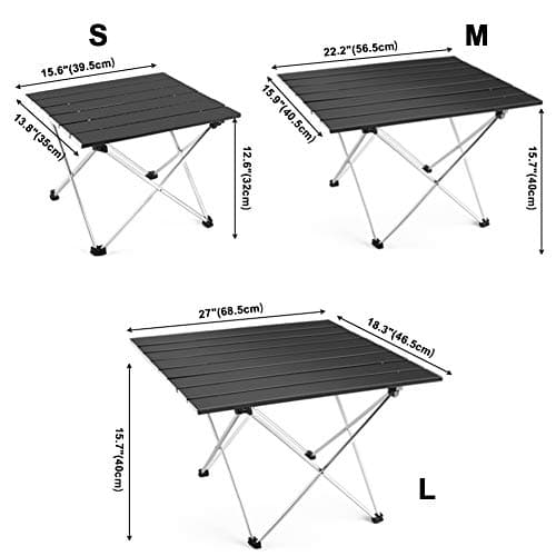 Outry Aluminum Folding Camping Table, Portable Collapsible Light Weight Table for Picnic, Camp, Beach, Fishing, BBQ (Black, L - Unfolded: 27" x 18.3" x 15.7") — view 3