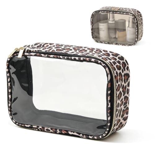 KASESSS Leopard Print Clear Toiletry Bag PVC Transparent Travel Wash Bag