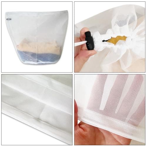 GZSYWZ 2 Pcs Mesh Laundry Bag with Drawstring Linen Portable Bags Washing Machine for Clothes,Bedding,Tablecloths,Curtains (30x40cm) — view 3