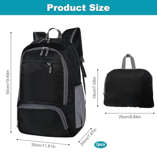 Wihozte Foldable Travel Backpack 30L Hiking Backpack - Waterproof Rucksack, Lightweight Foldable, Multi-Scene Use Work Outdoor Cycling Camping Walking Sport Daypack, Men & Women Large Bag — view 3