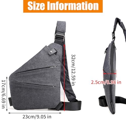 Dinhauyon Waterproof Chest Daypack, Anti Theft Chest Pocket with Adjustable 80-110cm Strap, Men Canvas Crossbody Bag, Casual Sling Shoulder Backpack, for Travel Outdoor Cycling Hiking — view 3