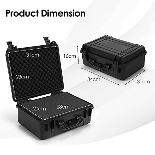 COSTWAY Portable Waterproof Hard Case, Compact Camera Case with Customizable Fit Foam, Dustproof Protective Tool Box for Electronics, Drones, Camera and Lens (Black, 13 Inch, 34x31x16cm) — view 6