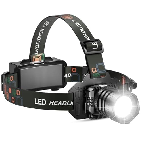 Sogdeco Head Torch Rechargeable 8 Light Modes 50000LM Super Bright Led Headtorch with Red Warning Light,Sensor Control,Head Torch Waterproof IPX6 for Camping Running Fishing Hiking (Orange)