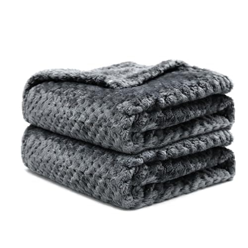 ASIJIA 2 Pack Soft Warm Pet Blankets, 70 x 100 CM Washable Fuzzy Dog Cat Blanket, Thick Cozy Flannel Throw Cover for Small Medium Dogs Cats, Couch Bed Car Travel Use, Dark Gray